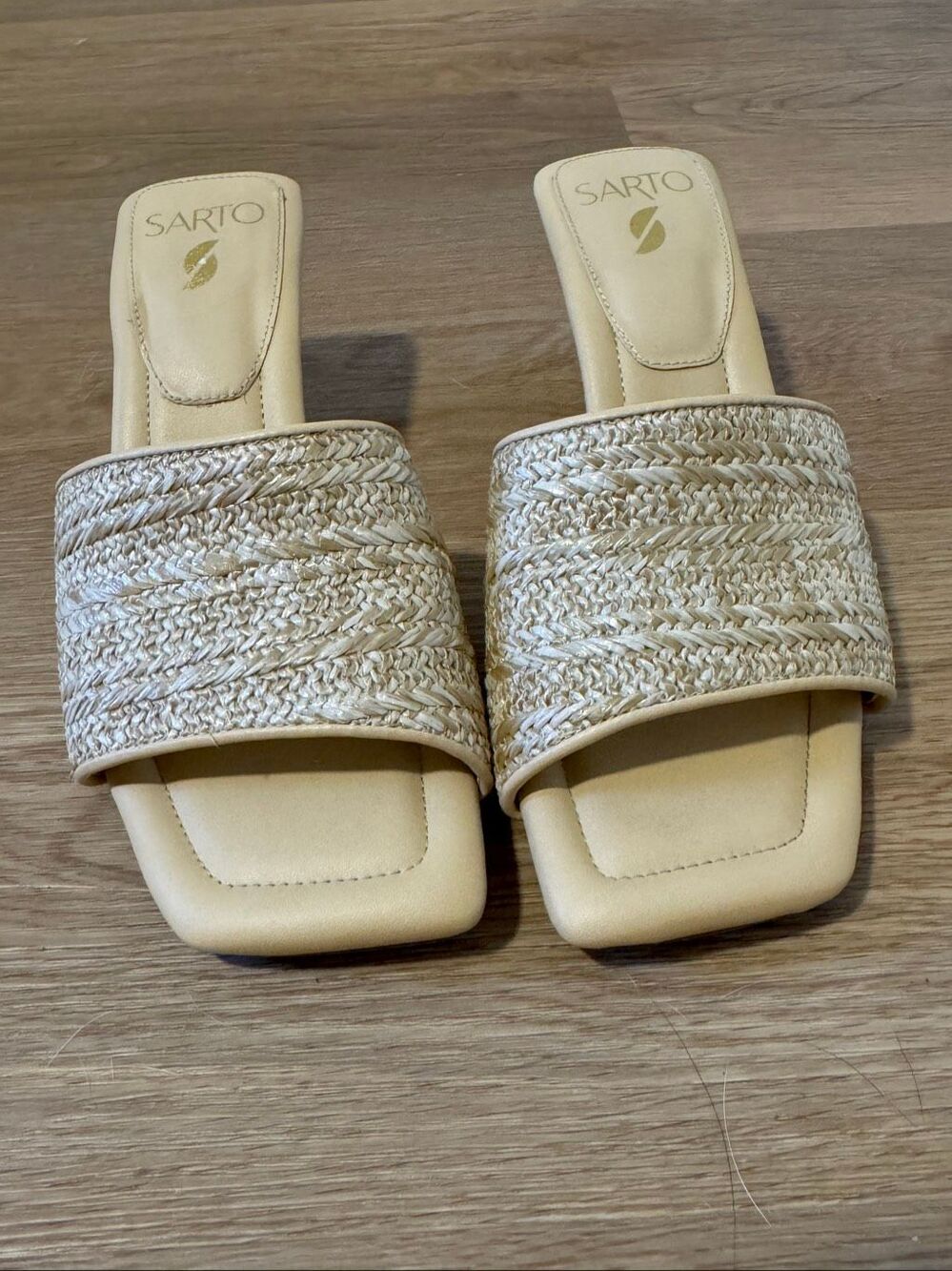 SARTO Franco Sarto Betty 2 Woven Raffia Heeled Sandals Natural 7.5M